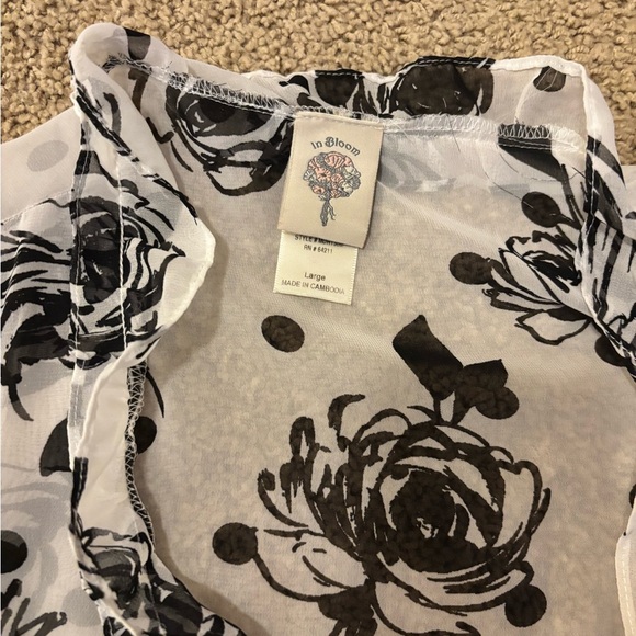IN BLOOM Black and White Floral Robe and Nightie Set | Size Large - Picture 13 of 14